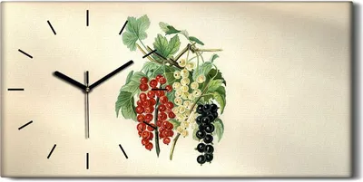 Produktbild von Wohnzimmer-Bild Leinwand Uhr 60x30 Gemälde Früchte Zweig Blätter Kunst - schwarze Hände