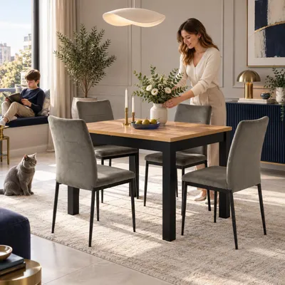 INSPIRO Essgruppe – Platz für gemeinsame Mahlzeiten mit der Familie, KI-generiertes Bild