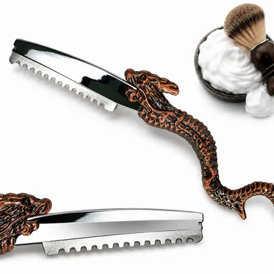 Image de Rasoir de barbier professionnel dans le style dragon brun, Image générée par une IA