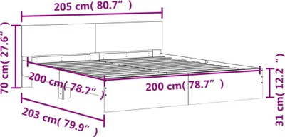 Produktbild von vidaXL Bettgestell mit Kopfteil Weiß 200x200 cm