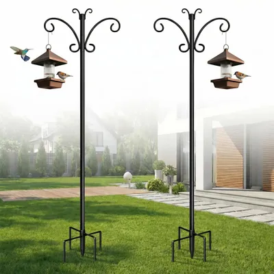 Productafbeelding van 2-delige set tuinhaak, 234 cm, metalen buis met vlinderkop en verstevigde grondpen