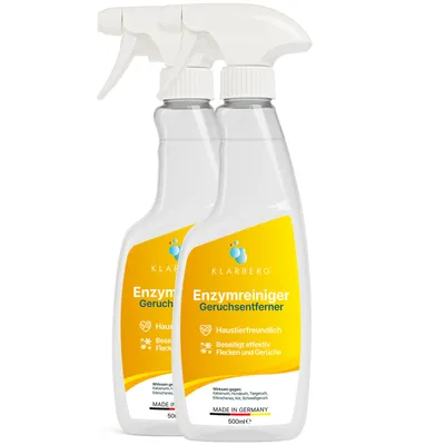 Produktbild von KLARBERG Enzymreiniger Spray 2x500ml - Geruchsneutralisierer - Entfernt Katzenurin & Hundeurin - für Polster und Teppiche