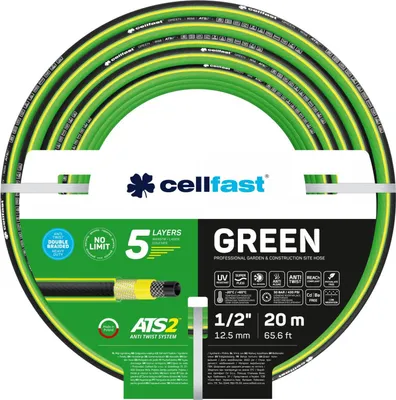 Obrázok produktu pre Zelená záhradná hadica Cellfast Ats2 Veľkosť: 1/2" Dĺžka: 20 m