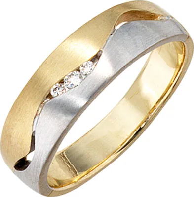 Produktbild von Ring Damenring mit Diamant-Brillanten 585 Gold gelb weiß matt Damen Innenumfang 56mm  Ø17.8mm