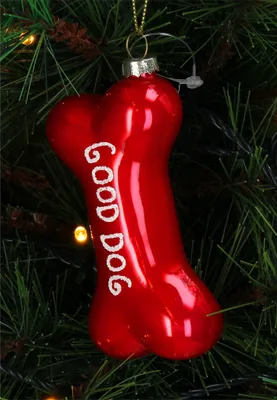 Produktbild von Christbaumschmuck Glas 11,5cm Hundeknochen Figur Rot