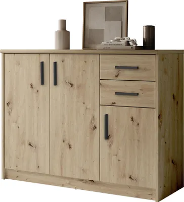 Produktbild von Kommode inkl. 3 Türen und 2 Schubladen Artisan Nachbildung / Stangengriff schwarz