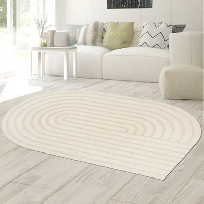 Produktbild von Wohnzimmer Schlafzimmer Teppich Shape Strich Muster strapazierfähig creme grau Größe - 160 x 230 cm
