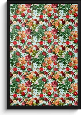 Produktbild von MuchoWow® MuchoWow® Gerahmtes Poster Blumen - Muster - Rot 40x60 cm - Poster mit zchwarzem Bilderrahmen - Papierdruck - Wandbilder