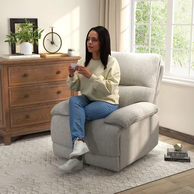 Imagen del producto de Sillón reclinable Sweiko con función de descanso, reposapiés, capacidad de hasta 160 kg, dimensiones 89x98x101 cm, color gris claro