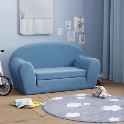 Produktbild von "SALE 2026"Kinder-Schlafsofa - elegantes Design - Sofa Baby/Kinder Sofa - 2-Sitzer Blau Weicher Plüsch DE754384 - Kindersofas