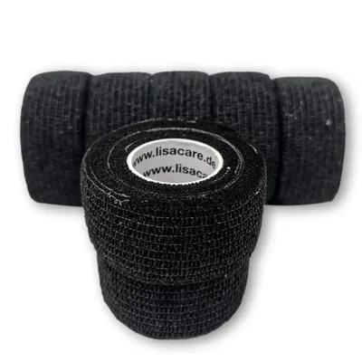 Produktbild von LisaCare Fingerpflaster - 2,5cm x 4,5m Schwarz - Pflasterverband LATEXFREI - 7er Set Farbmix - Kohäsive Bandage