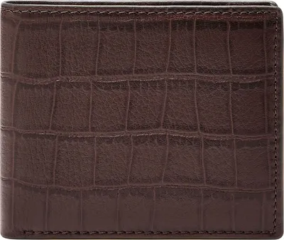 Image de FOSSIL porte-monnaie Derrick Bifold With Flip ID Brown Croco marron foncé
