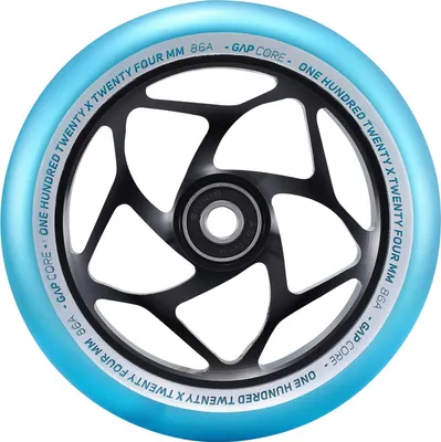 Obrázok produktu pre Kolesá na kolobežku – Gap Core – čierne/tyrkysové – 120 mm – Blunt Scooters