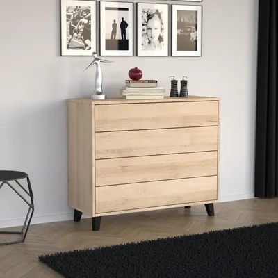 Produktbild von BEAUTYSOFA Kommode HOME 80 cm Artisan - Push-to-Open, ohne Griffe, modernes Sideboard mit 4 Schubladen, Anrichte für Wohnzimmer, Schlafzimmer & Flur