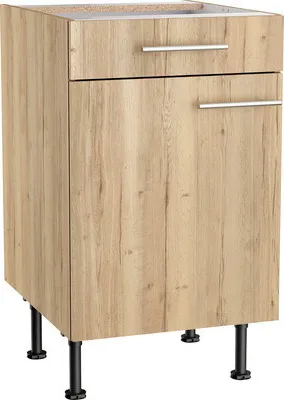 Produktbild von Optifit Unterschrank mit Schublade und Drehtür Erik290 BxTxH 50 x 58,4 x 87 cm wildeiche strukturiert matt zerlegt Ansch