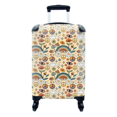 Produktbild von MuchoWow® Koffer Handgepäck Trolley Rollkoffer Kleine Reisekoffer mit 4 Rollen - Vintage - Muster - Sommer - Cabin Size < 55x40x23 cm & 55x40x20 cm - Fotokoffer - Kabinenkoffer - Boardgepäck - Reise-Box - Reisekoffer - Reisegepäck - Koffer mit Bild - Trolley für Kinder