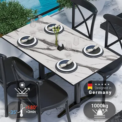 Produktbild von COMPACT | Gastro HPL Tischplatte | B:T 120 x 70 cm | Weiß-Marmor | Rechteckig | Gastro HPL Tischplatte