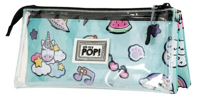 Productafbeelding van Oh My Pop! Super schattig - Transparante etui met drie vakken, in meerdere kleuren