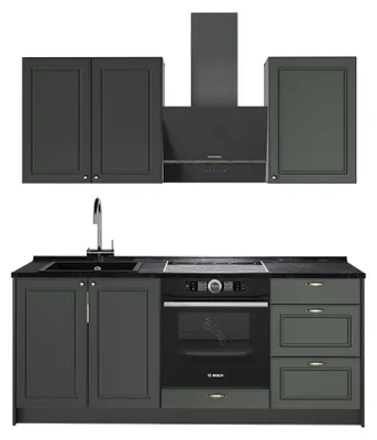 Produktbild von Singleküche Vicco Fame-Line Grün-Gold Landhaus/Anthrazit 190 cm, AP Anthrazit, Model 64851