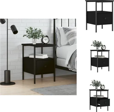 Zdjęcie produktu dla vidaXL Stolik nocny czarny 34x36x50 cm materiał drewnopochodny - Stoliki nocne