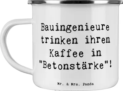 Produktbild von Mr. & Mrs. Panda becher emaille Spruch Bauingenieur Kaffee - Weiß - Geschenk, Betonstärke, Haferl, Berufsalltag, Tasse, Berufsgestaltung, Teetasse, Pott, Konstruktion