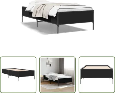 Produktbild von The Living Store Bettgestell Schwarz 90x200 cm Holzwerkstoff und Metall