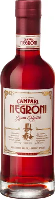 A bottle of Campari Negroni cocktail.