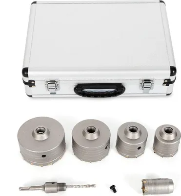Produktbild von 6 Stück Lochsäge Bohrkrone Set Beton Dosenbohrer SDS Adapter Satz 40/68/80/100/120mm Lochbohrer Kernbohrer Bohrer Bohrung für Beton Ziegel Stein Marmor