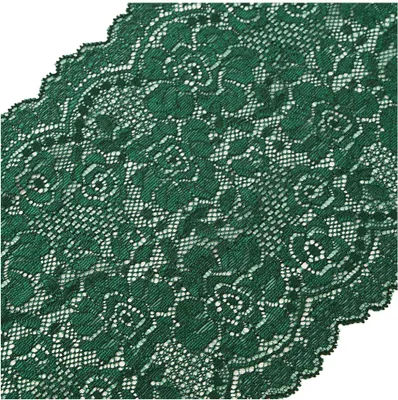 Elastische Spitze Blumenmotiv ab 0,5m x 18cm Spitzenborte Dessousspitze Tischband dunkelgruen
