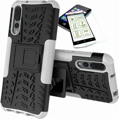 Produktbild von Für Huawei P Smart Plus Hybrid Tasche Outdoor 2teilig Weiß Case Hülle + H9 Glas