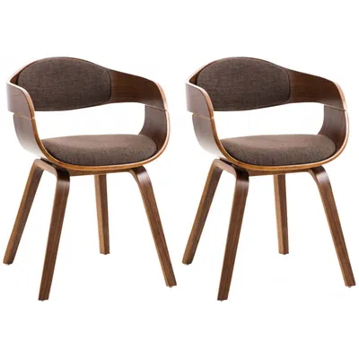 Produktbild von CLP 2er Set Stühle Kingston Stoff mit Polsterung und robustem Holzgestell walnuss/braun Gestell Farbe walnuss