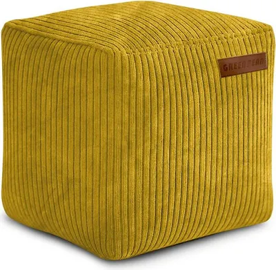 Produktbild von Green Bean® Indoor Sitzhocker Pouf 40x40x40cm EPS-Perlen Füllung & Cordstoff Kuschelig Weich Waschbar - Drinnen Bodenkissen Liegekissen Sitzkissen Sitzhocker Relax-Sessel Kinder Erwachsene Stoff Gelb