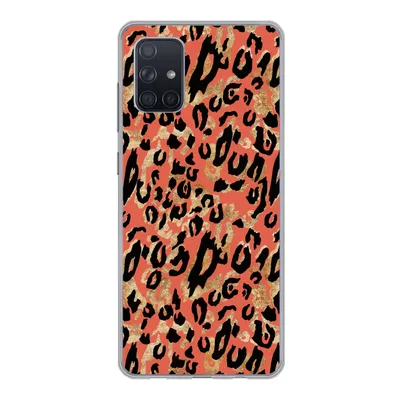 Produktbild von MuchoWow® Handyhülle Schutzhülle Hülle für Samsung Galaxy A51 5G Pantherdruck - Gold - Rosa Silikon Softcase Handy Hülle - Abbildung