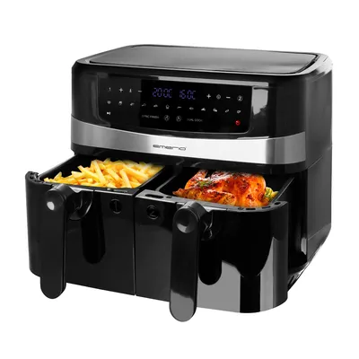 Productafbeelding van Emerio Dubbele XXL Airfryer - 2400 W – 10 Liter – Regelbare temperatuur 50–200 °C – 9 Programma's – AF-126672.4 Zwart