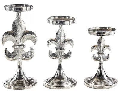 Obrázek produktu pro Kobolo svícen na svíčku - LILY - ze stříbrného kovu - ve třech velikostech - sada svícnů sloupkové svíčky držák na čajové svíčky bytové dekorace nábytek