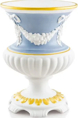 Produktbild von Casa Padrino Barock Vase Weiß / Hellblau / Gold Ø 21 x H. 29 cm - Runde Barock Keramik Blumenvase - Deko im Barocktil