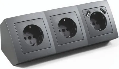 Produktbild von Steckdosenblock McPower Flair Aufbau anthrazit 3-fach Schutzkontakt + USB