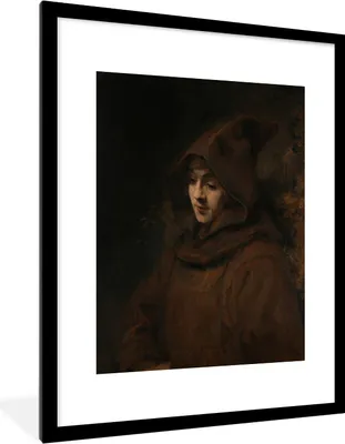 Produktbild von MuchoWow® MuchoWow® Gerahmtes Poster Titus im Habit - Rembrandt van Rijn 60x80 cm - Poster mit zchwarzem Bilderrahmen - Wohnzimmer - Dekorationen - Prämie
