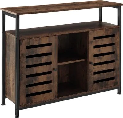 Image de Buffet Warrington 100x37x82cm - Bois foncé industriel, rustique
