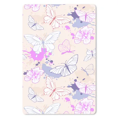 Produktbild von MuchoWow® Mauspad Mousepad Schmetterling - Muster - Blumen 40x60 cm - Mousepads - Maus Mat - Pad - Mausunterlage - Schreibtisch Accesoire