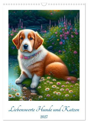Produktbild von Liebenswerte Hunde und Katzen (Wandkalender 2027 DIN A3 hoch), CALVENDO Monatskalender