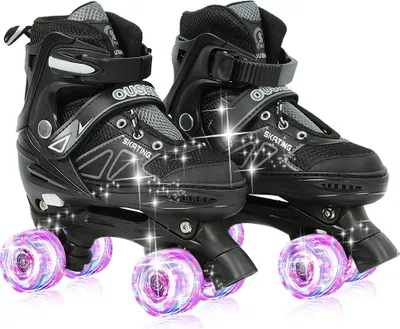 Image de Patins à roulettes en ligne pour enfants avec roues lumineuses Réglable Taille S : 27-32 noir