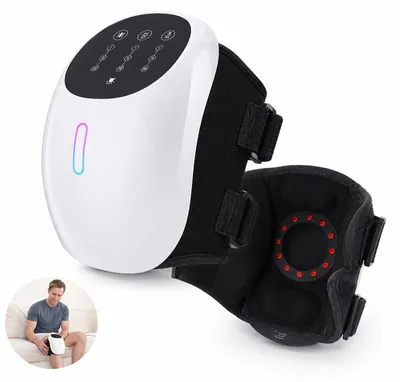 Produktbild von Knie Massagegerät mit Rotlicht & Wärme, 3 Vibrationsmodi, 3 Heizstufen, kabellos, verstellbar – Kniebandage & Massagegerät für Senioren