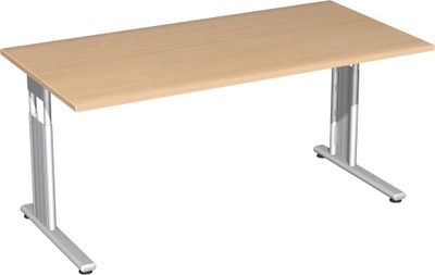 C-Fuß Flex Schreibtisch, gerade, höhenverstellbar, verschiedene Größen und Farben, Farbe Nachbildung:Buche, Größe Tischplatte:180 x 80 cm