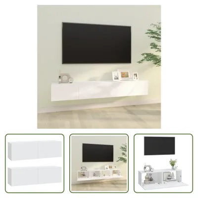 Produktbild von The Living Store TV-Wandschränke 2 Stk. Weiß 100x30x30 cm Holzwerkstoff