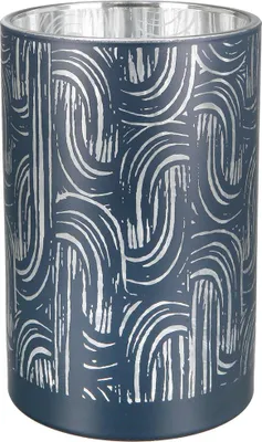 Obrázok produktu pre GILDE Lampión, valcovitý, "Pomko", grafický, sklo, modrý, , v. 18 cm, hl. 12 cm 27245