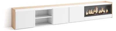 Produktbild von TV-Möbel Holzeffekt weiß und eiche 315x35x50cm Kamin mit Feuereffekt