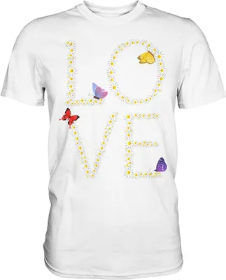 Produktbild von Love Gänseblumen Frauen Schmetterling T-Shirt – White / XL