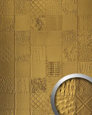 Obrázek produktu pro Nástěnný panel samolepící WallFace LEATHER 13926 patchwork reliéfní lesklá zlatá 2,6 m2