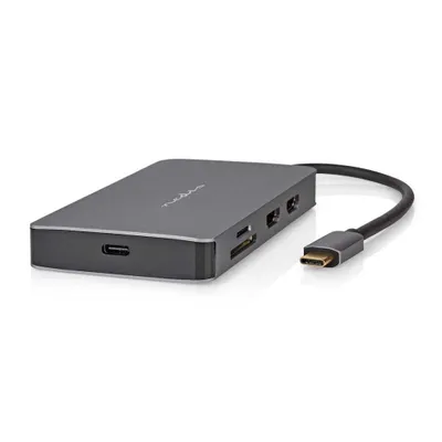 Image de Adaptateur Multi-Ports USB | USB 3.2 Gen 1 | USB-C™ Mâle | Micro SD / RJ45 Femelle / SD / USB-C™ Femelle / 2x HDMI™ / 2x USB-A Femelle | 5 Gbps | 0.20 m | Rond | Plaqué or | PVC | Anthracite | Boîte